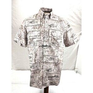 Chaps XXL 2XL Fishing Shirt Men's Beige Fish Vented Breathable Camp Sailing EUC